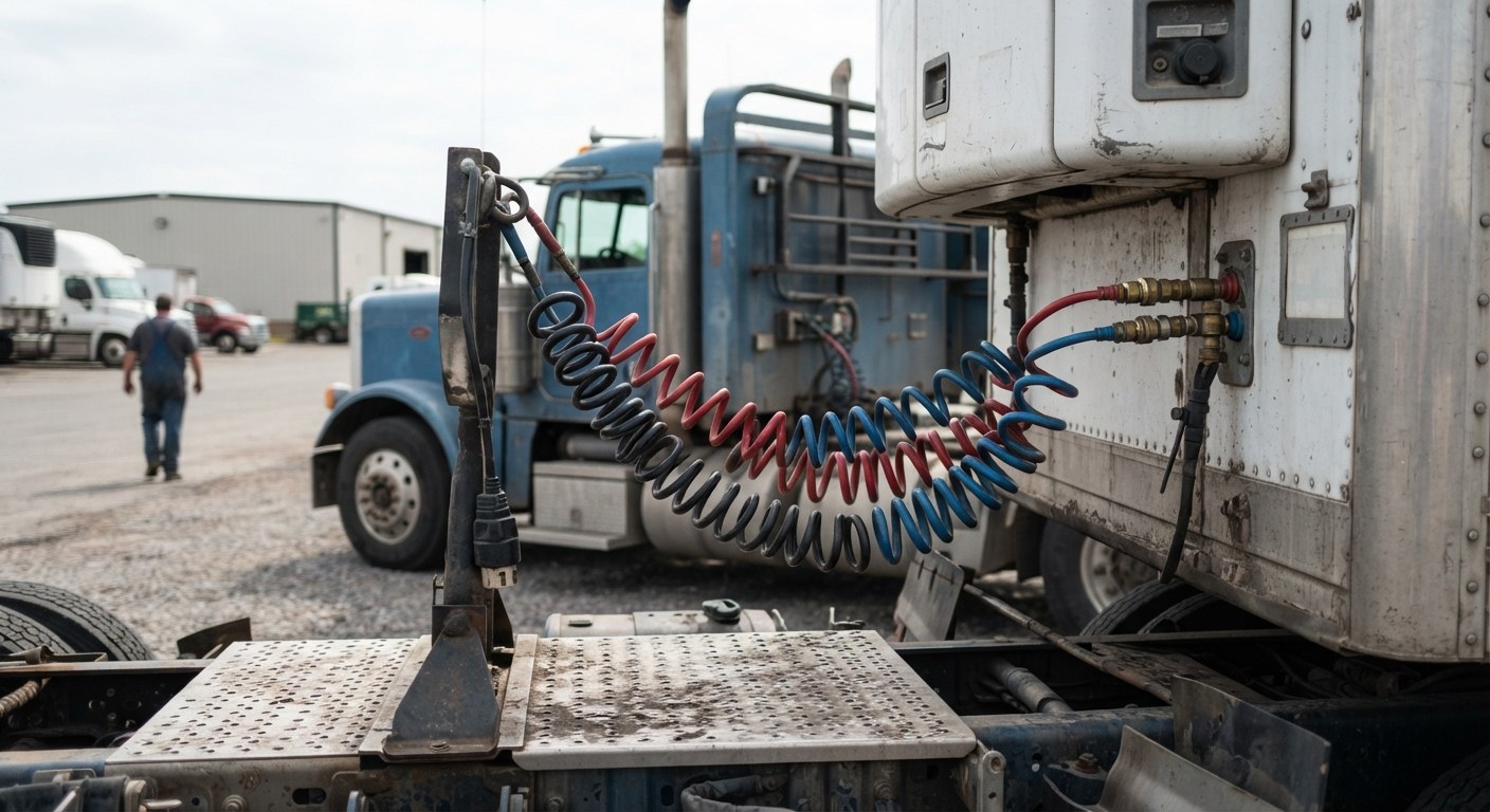 A tractor-trailer on the road